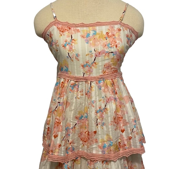 NWT CAROLINE CONSTAS Floral Tiered Ruffled BabyDoll Designer Cotton Maxi Dress M - Picture 4 of 12